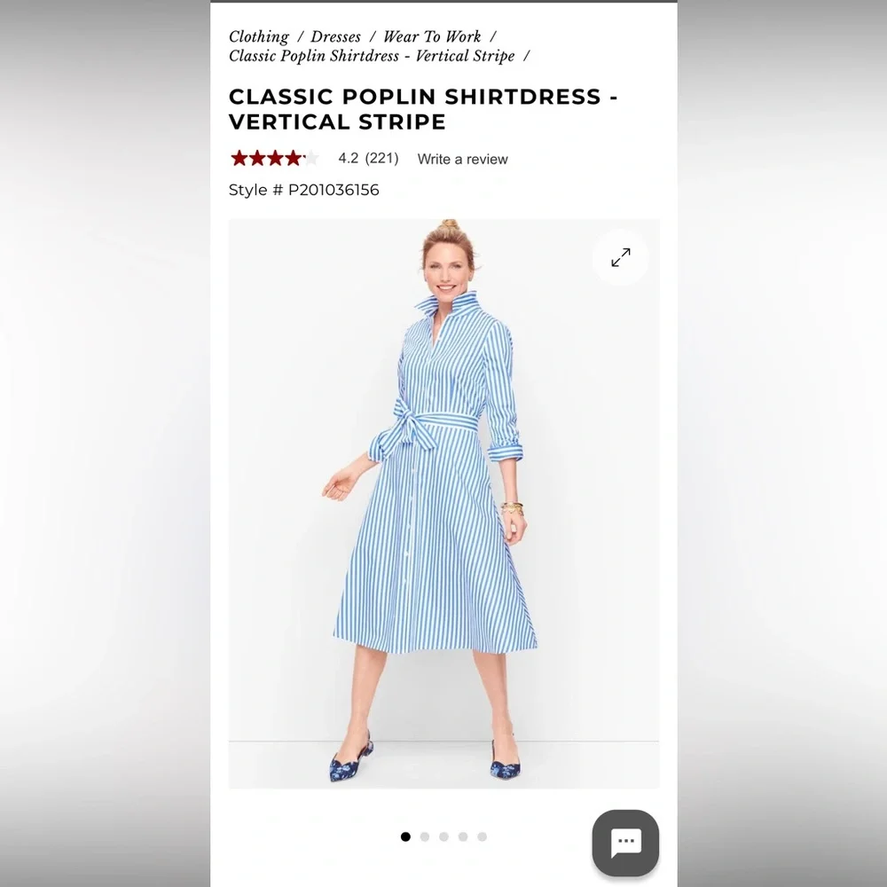 Talbots Classic Poplin Shirt Dress - Picture 3 of 6